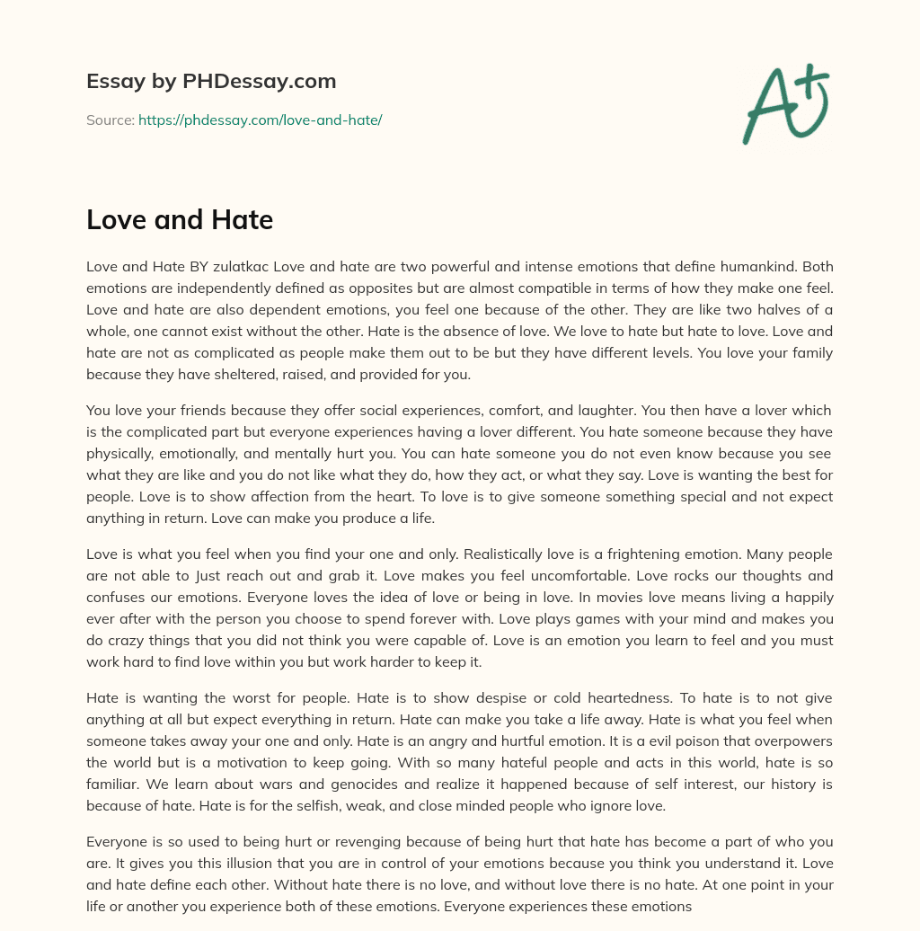 love and hate essay