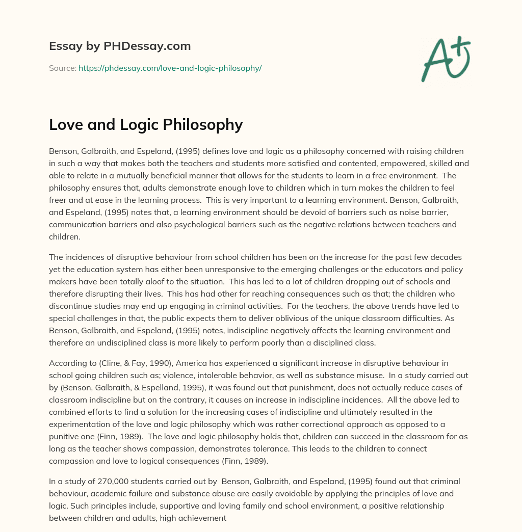 Love and Logic Philosophy essay