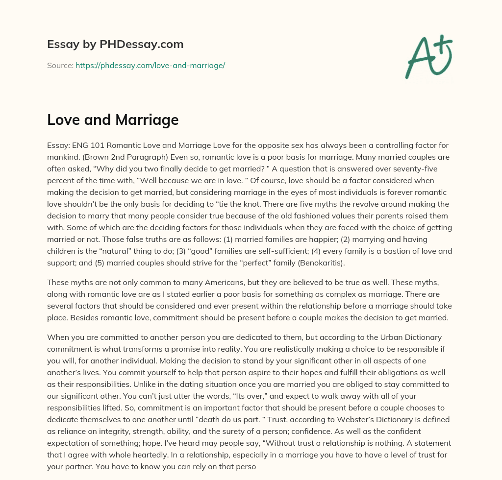 Love and Marriage essay