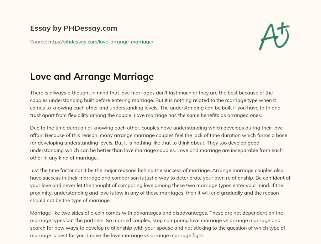 Love and Arrange Marriage essay