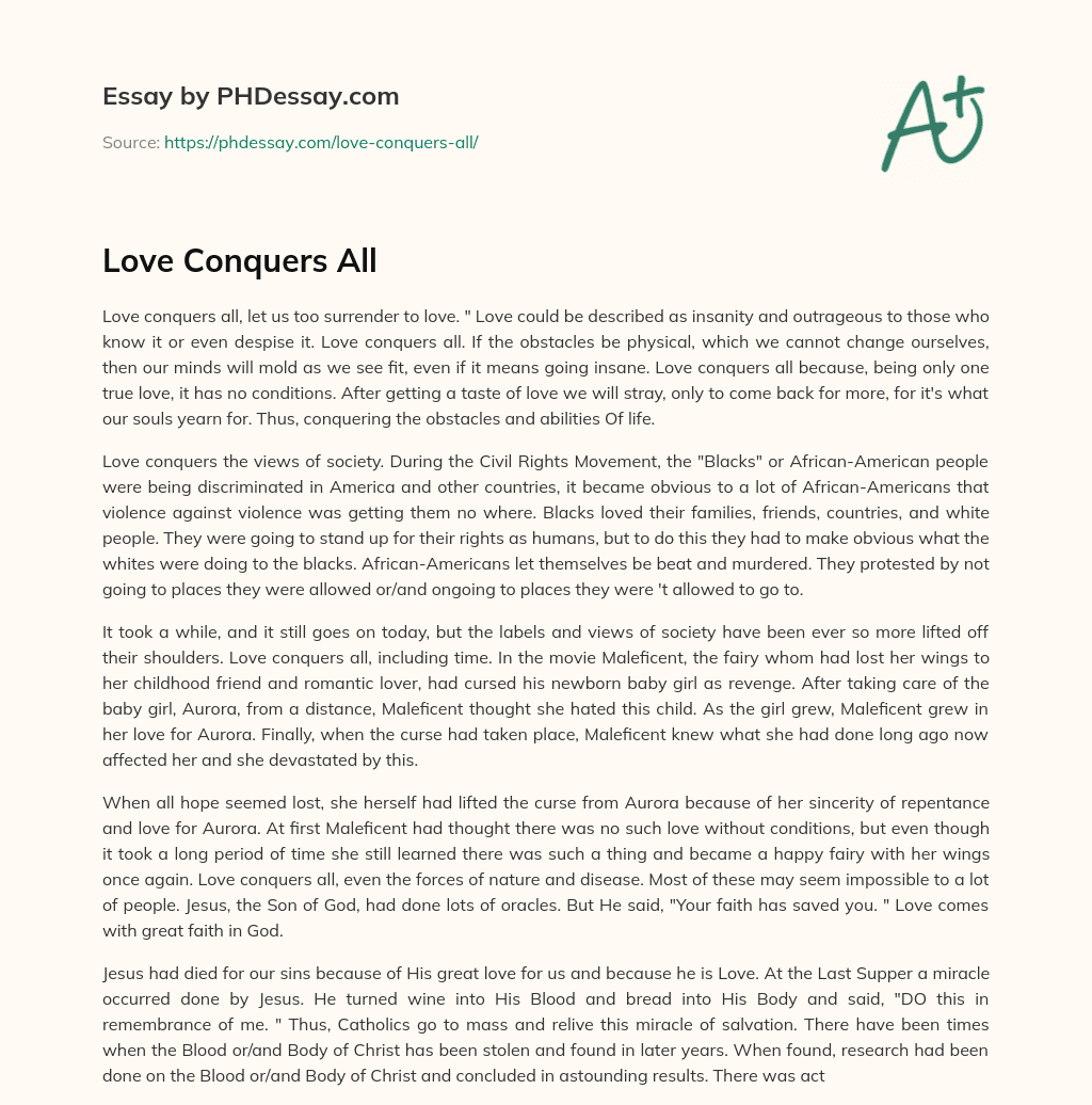 essay about love conquers all