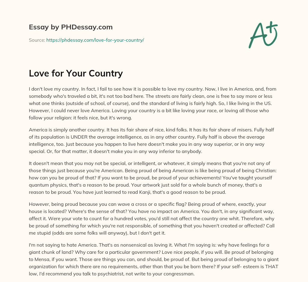 essay on country love
