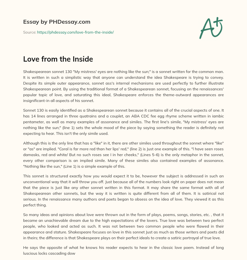 Love from the Inside essay