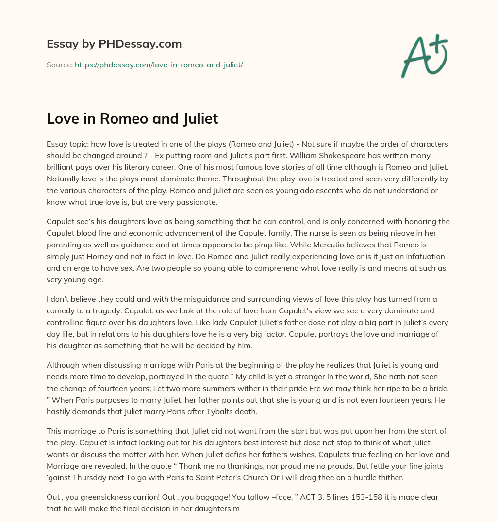 Love in Romeo and Juliet essay