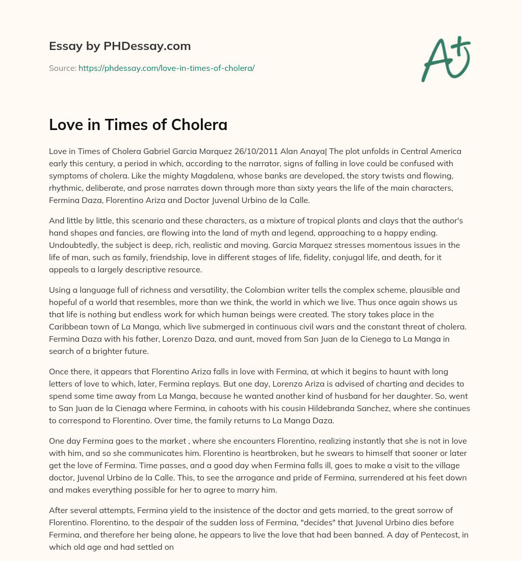 Love in Times of Cholera essay