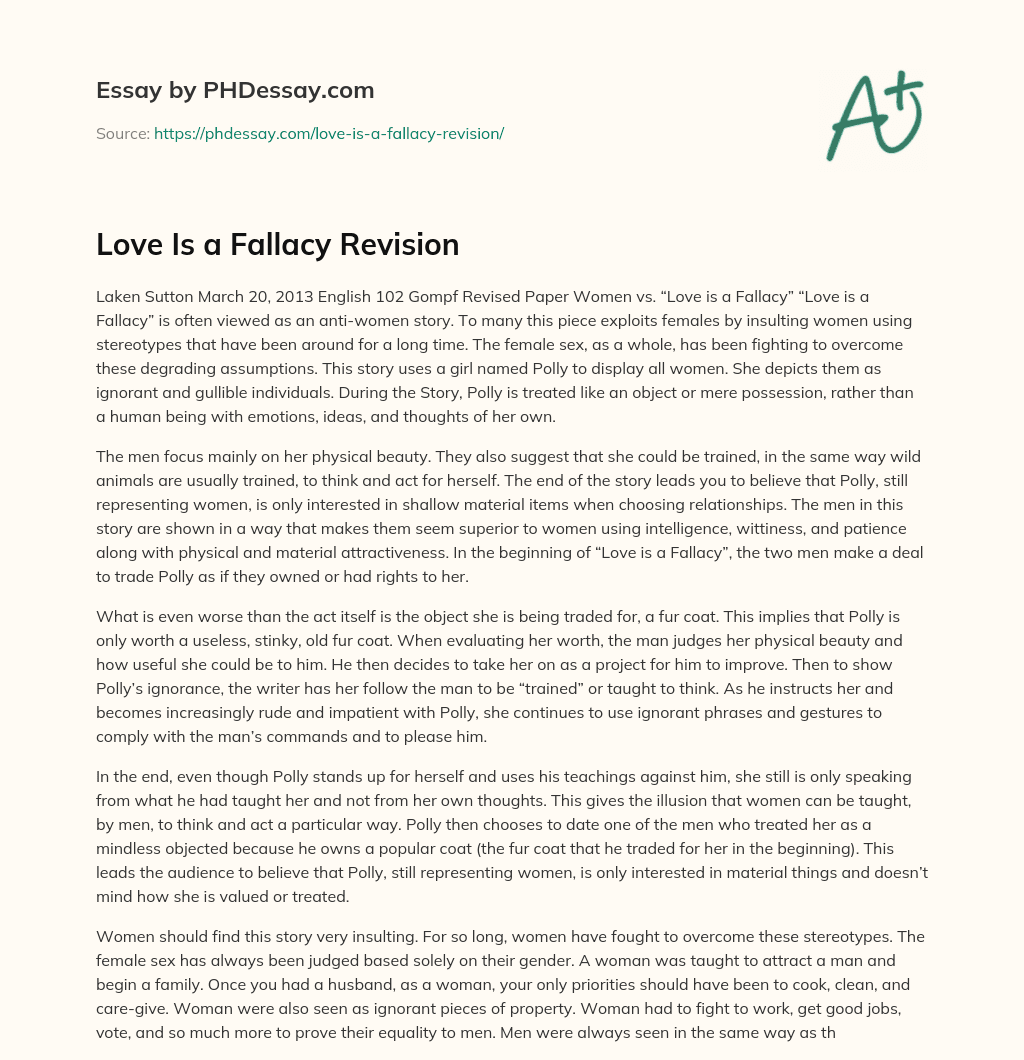 Love Is a Fallacy Revision essay