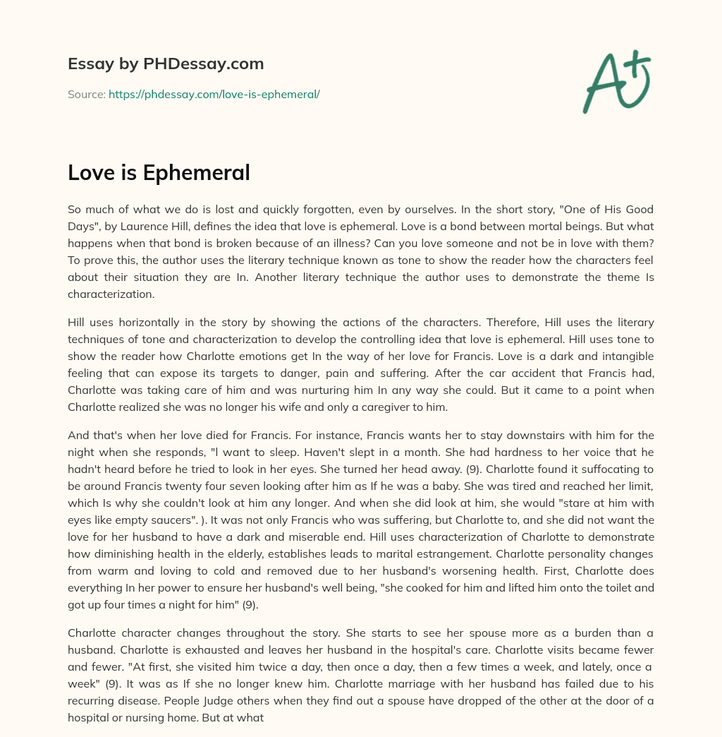Love is Ephemeral essay
