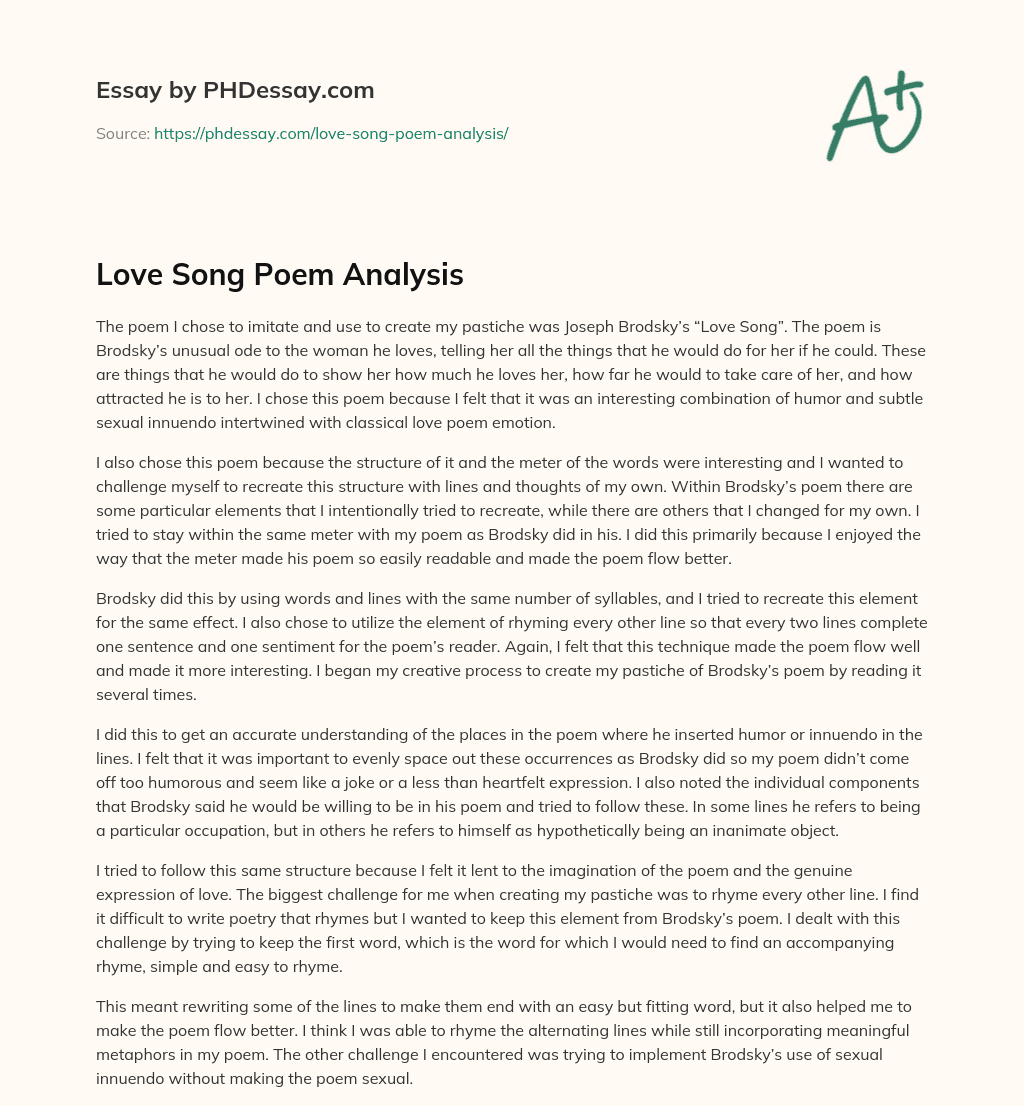 love song analysis essay