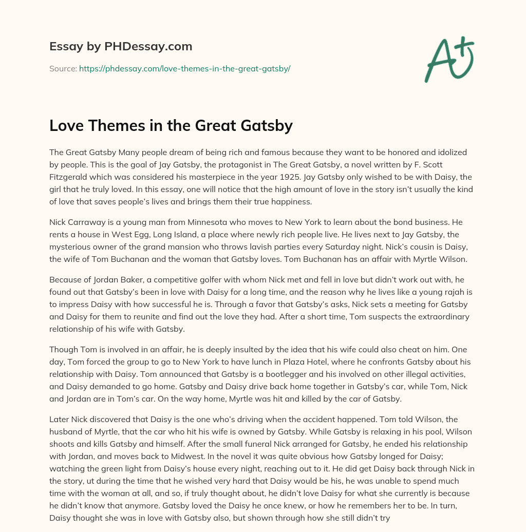 great gatsby love thesis