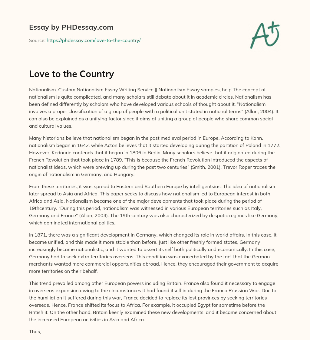 Love to the Country essay