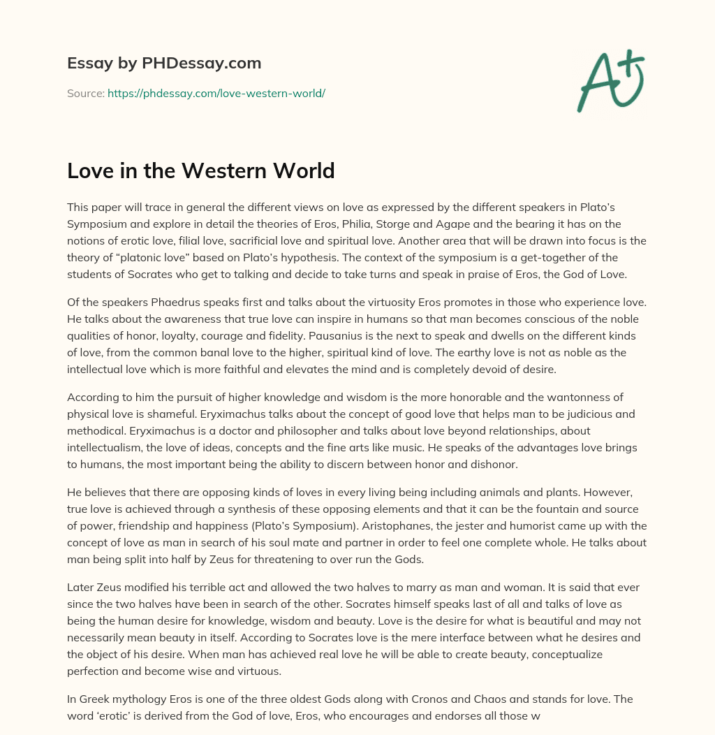 Love in the Western World essay