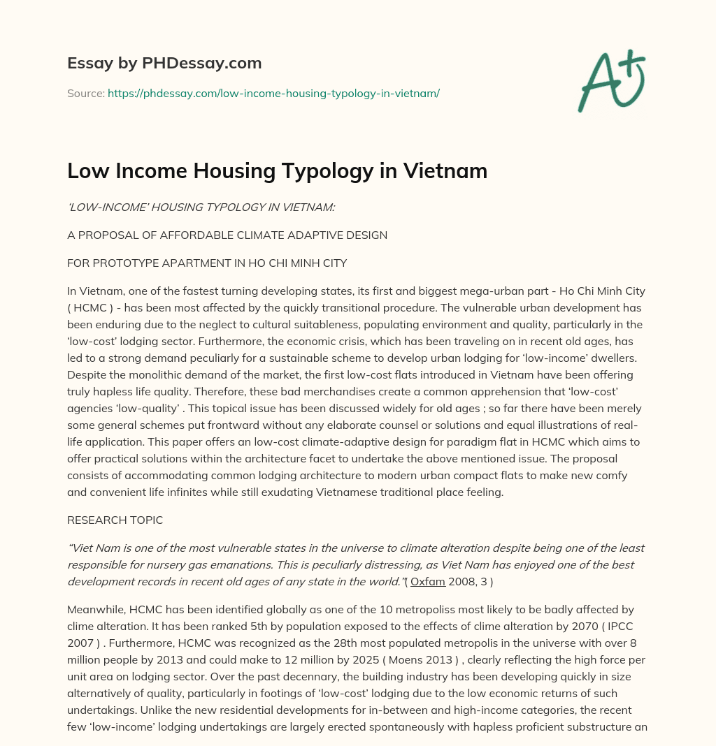 Low Income Housing Typology in Vietnam essay