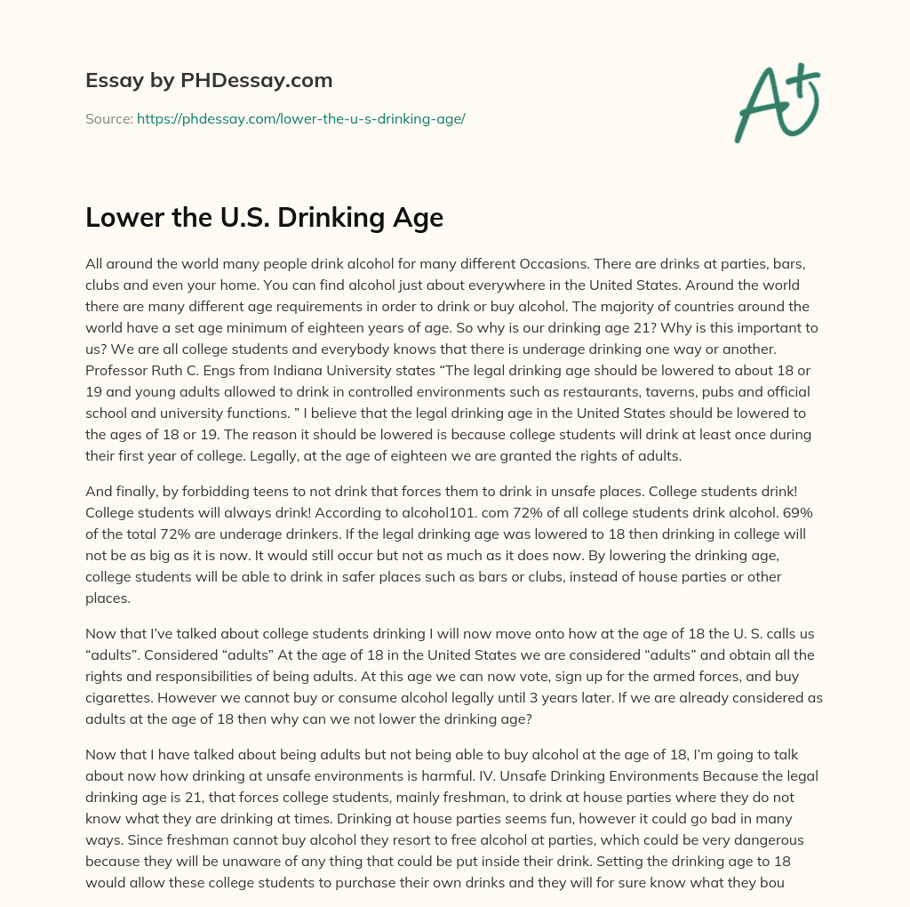 drinking age in us essay