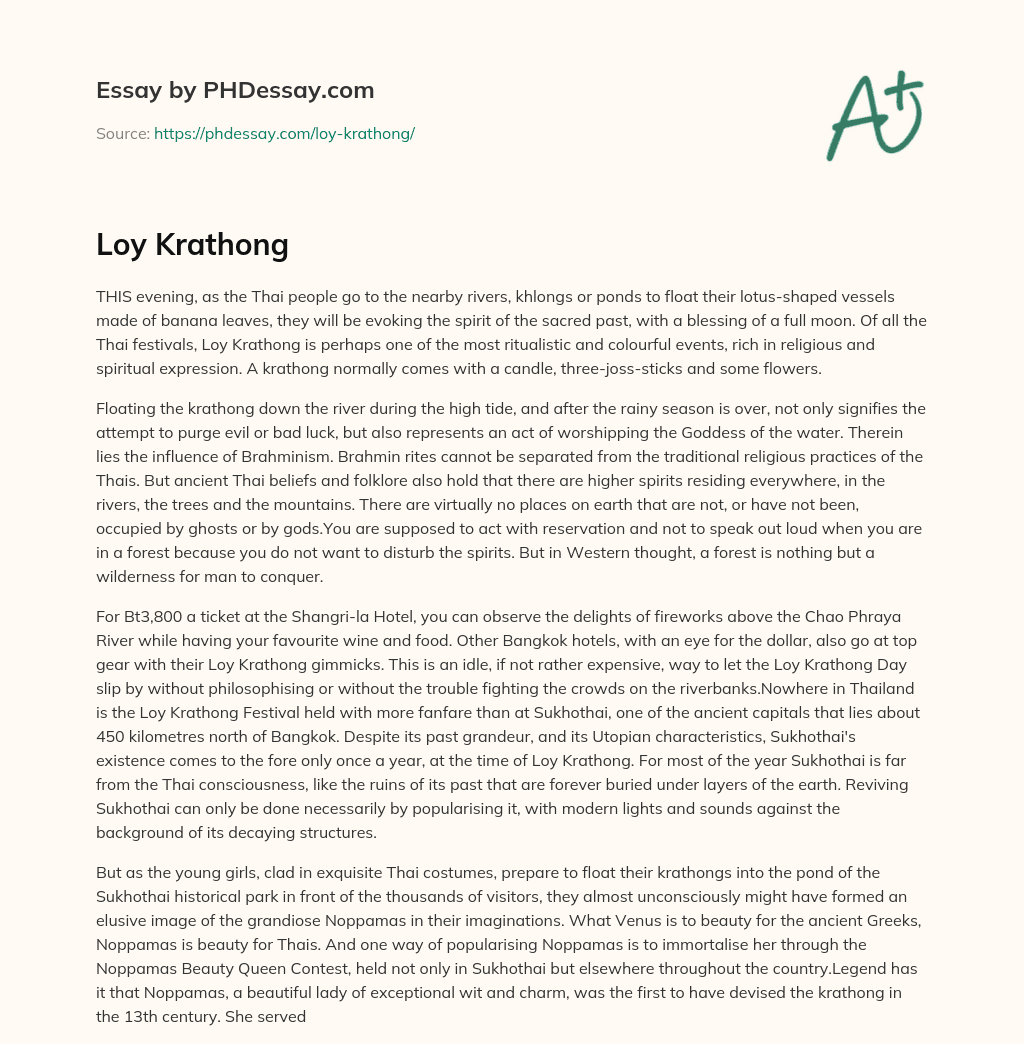 Loy Krathong essay