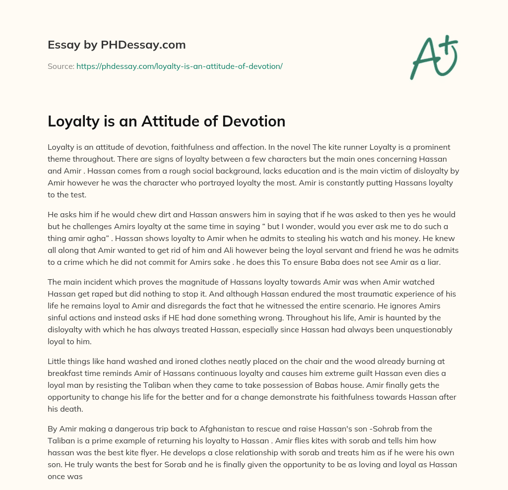 Loyalty is an Attitude of Devotion essay
