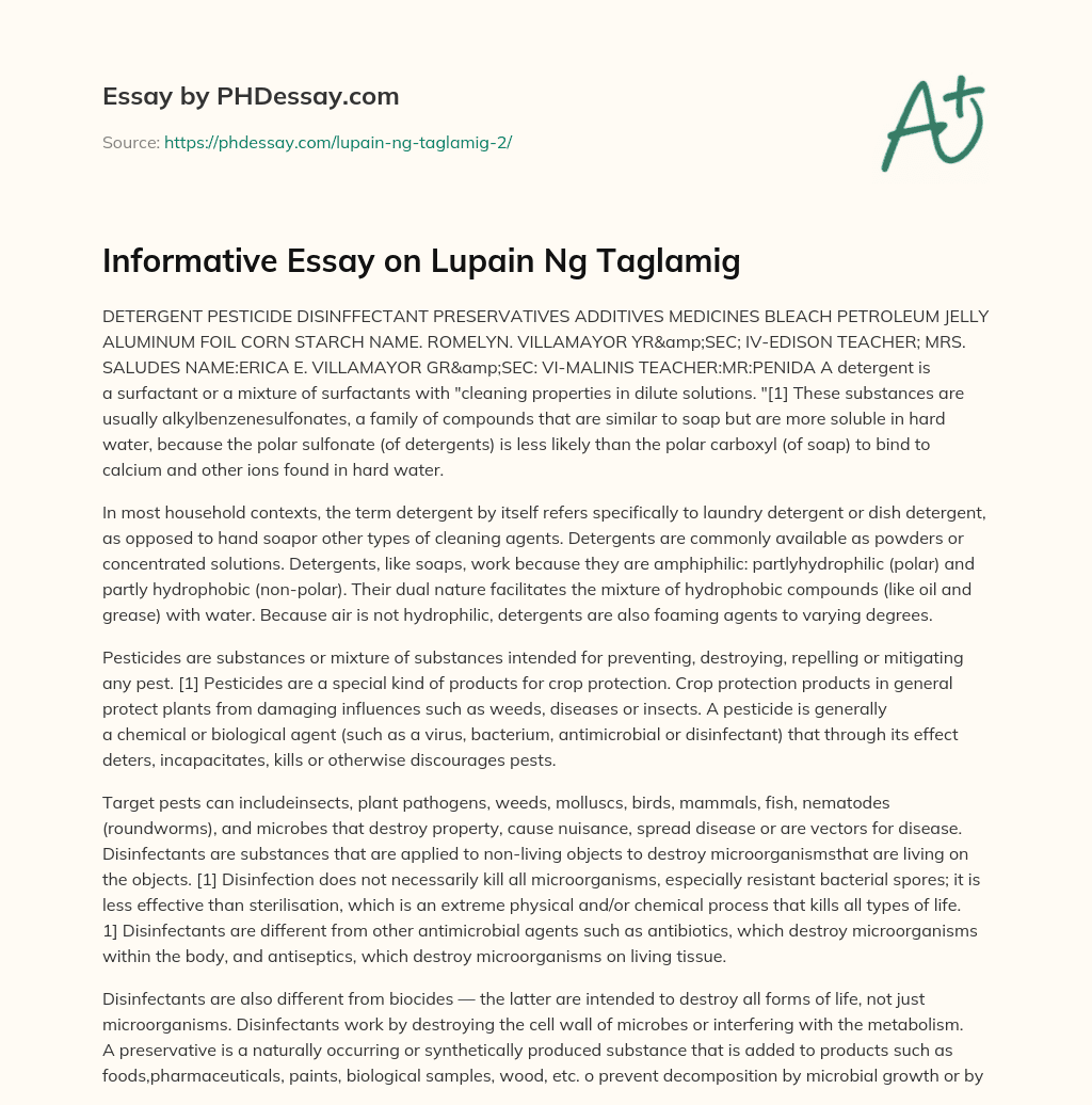 Informative Essay on Lupain Ng Taglamig essay