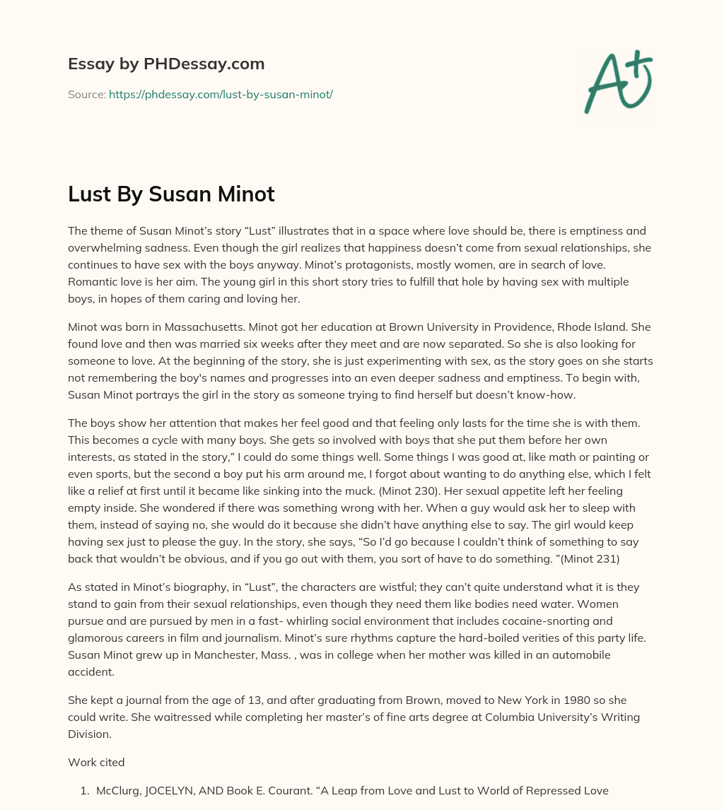Lust By Susan Minot essay