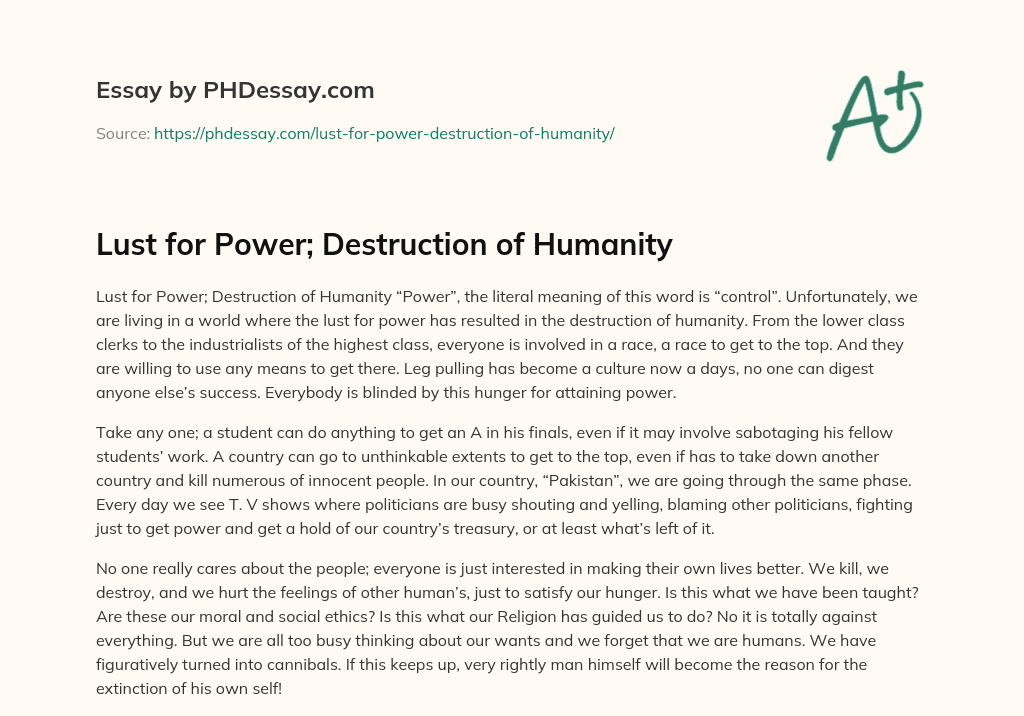 essay about power of humanity