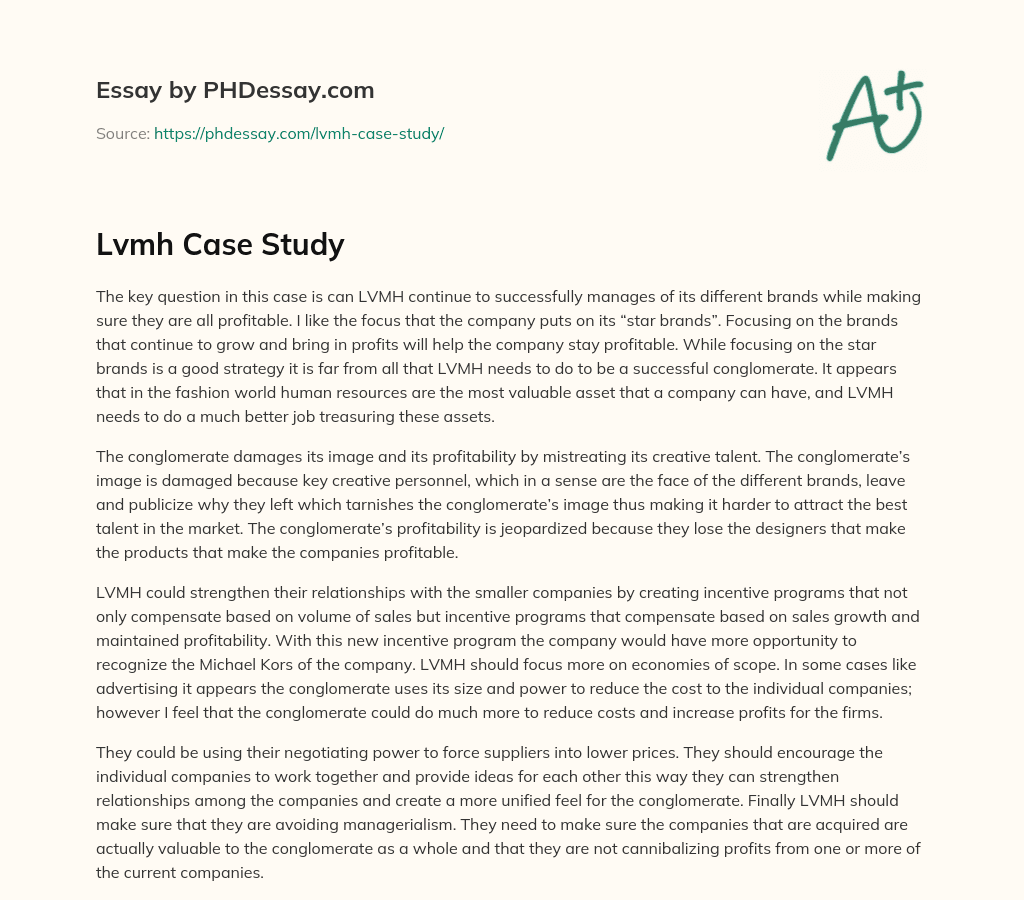 Lvmh Case Study essay