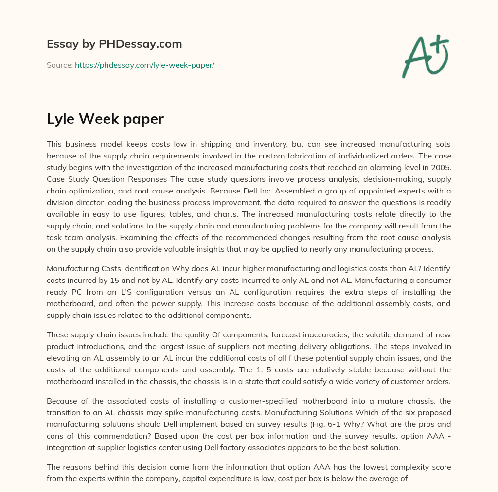 Lyle Week  paper essay