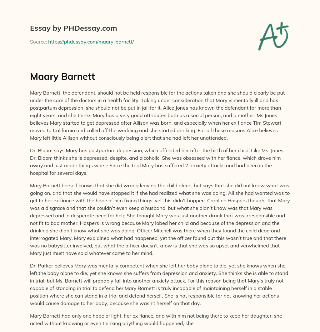 Maary Barnett essay