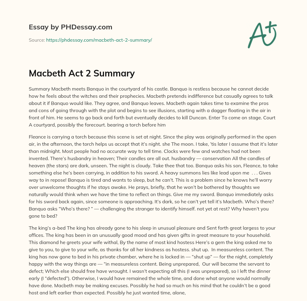 Macbeth Act 2 Summary essay