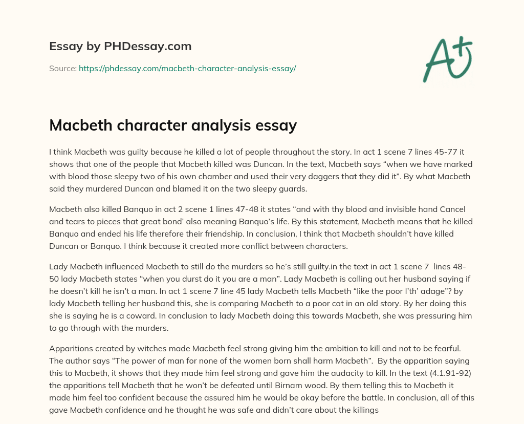 change in macbeth's character essay
