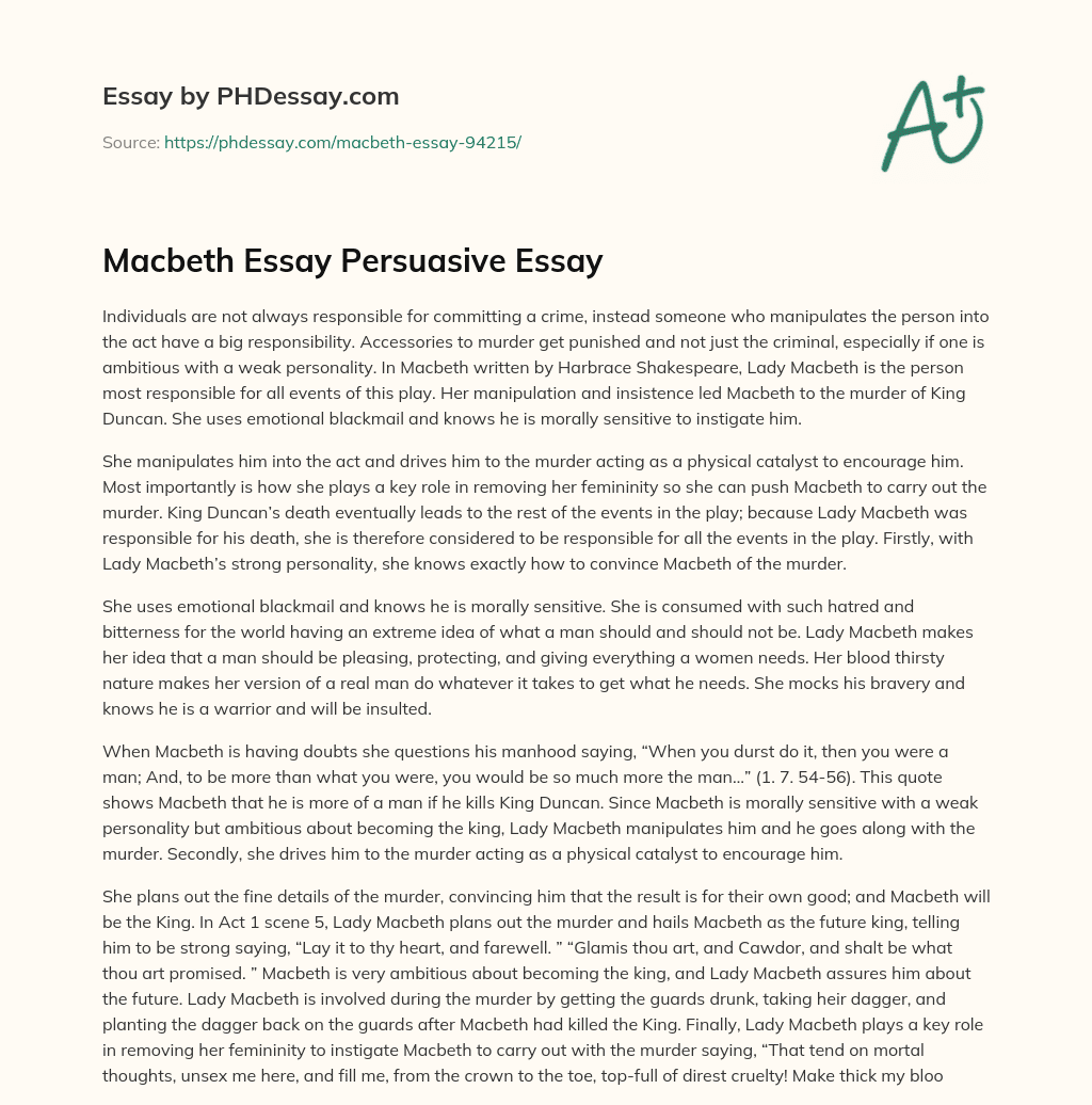 Macbeth Essay Persuasive Essay essay