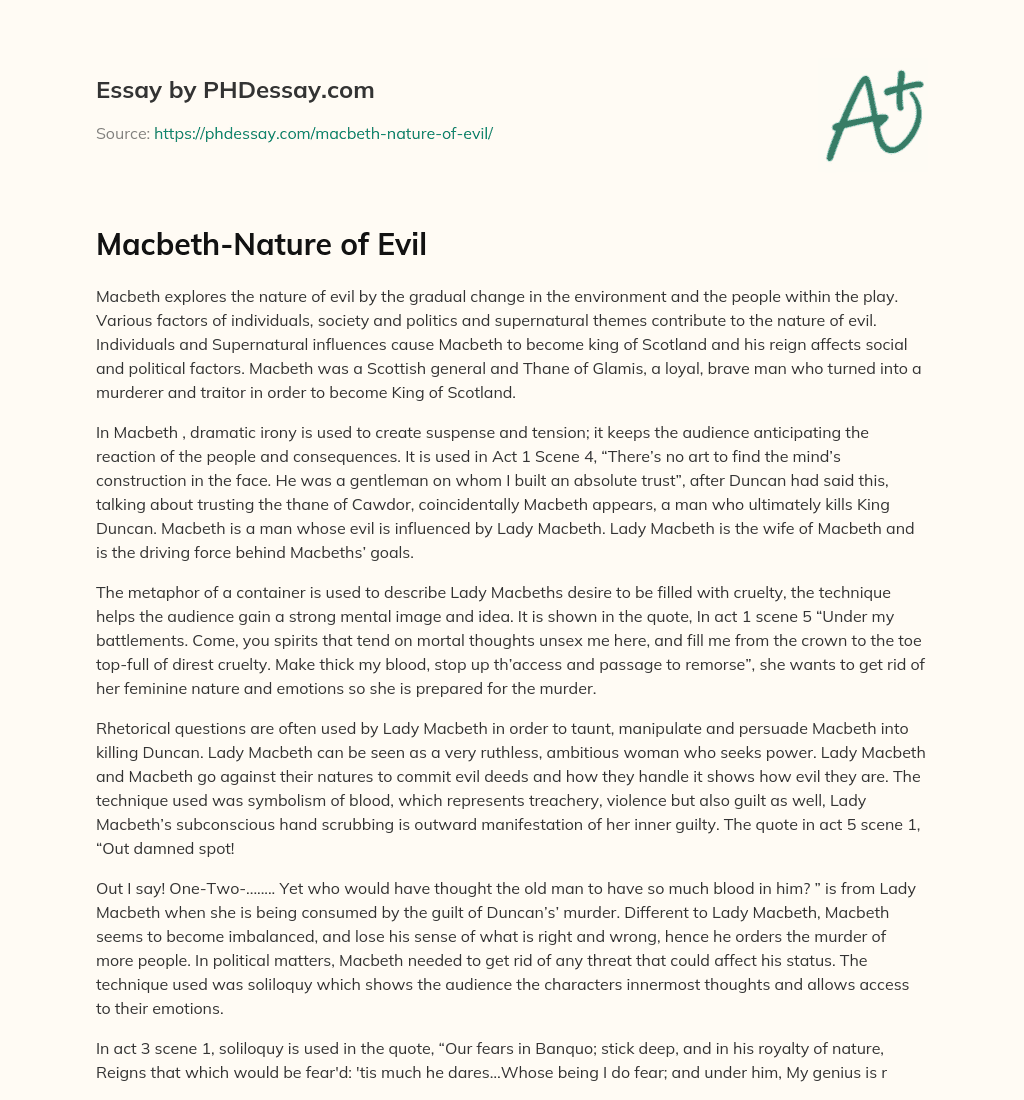 Macbeth-Nature of Evil essay