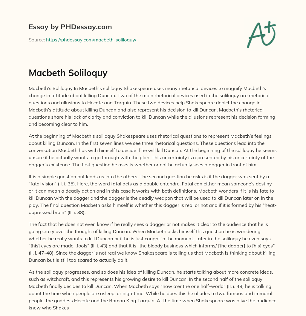 Macbeth Soliloquy essay