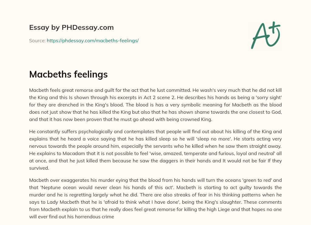 Macbeths feelings essay