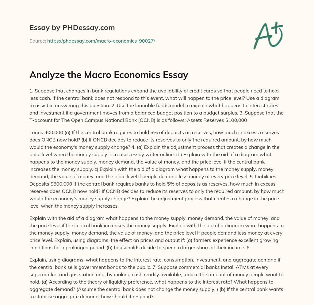 Macroeconomic concepts and their impact on the economy essay