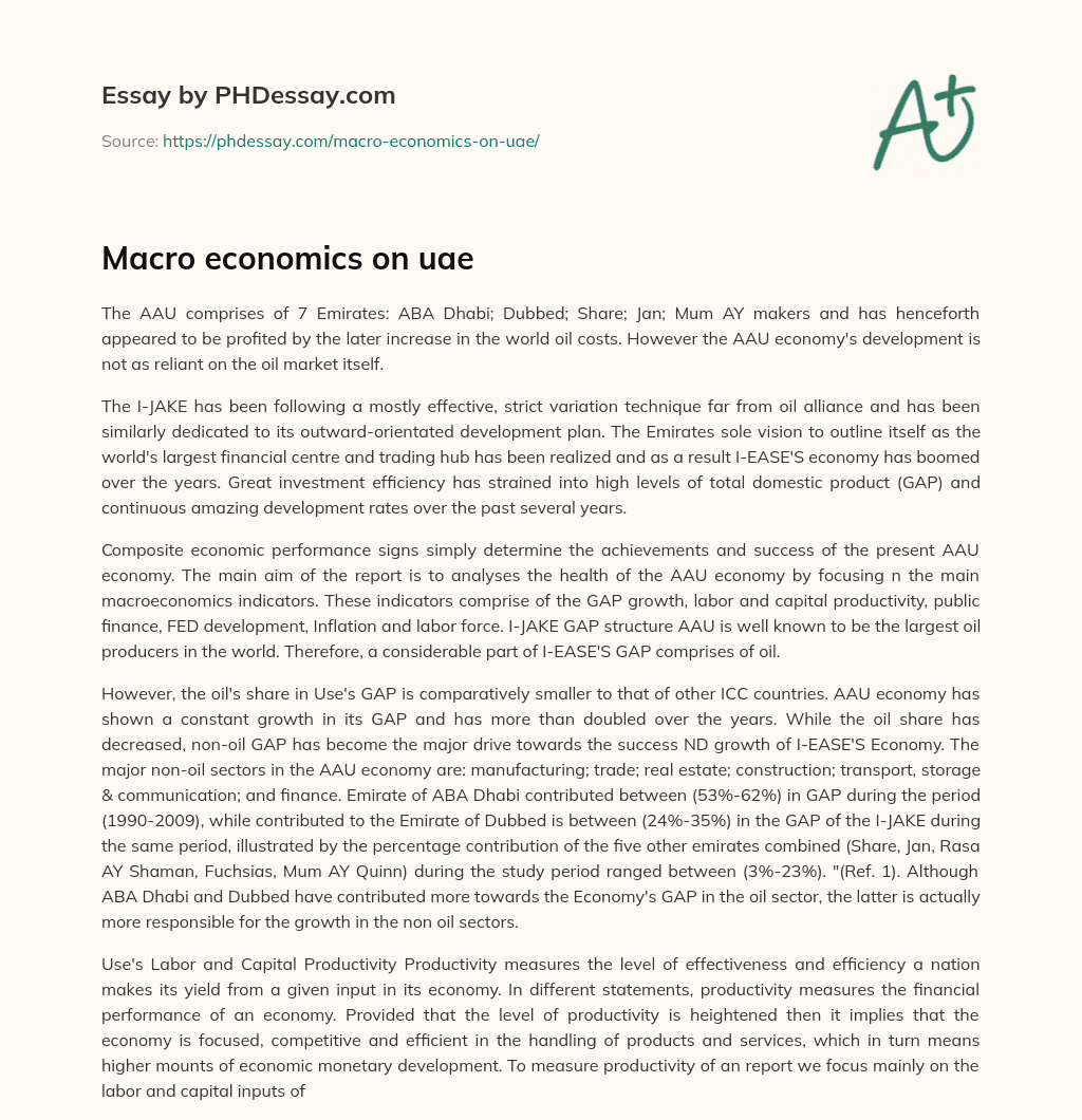 Macro economics on uae essay