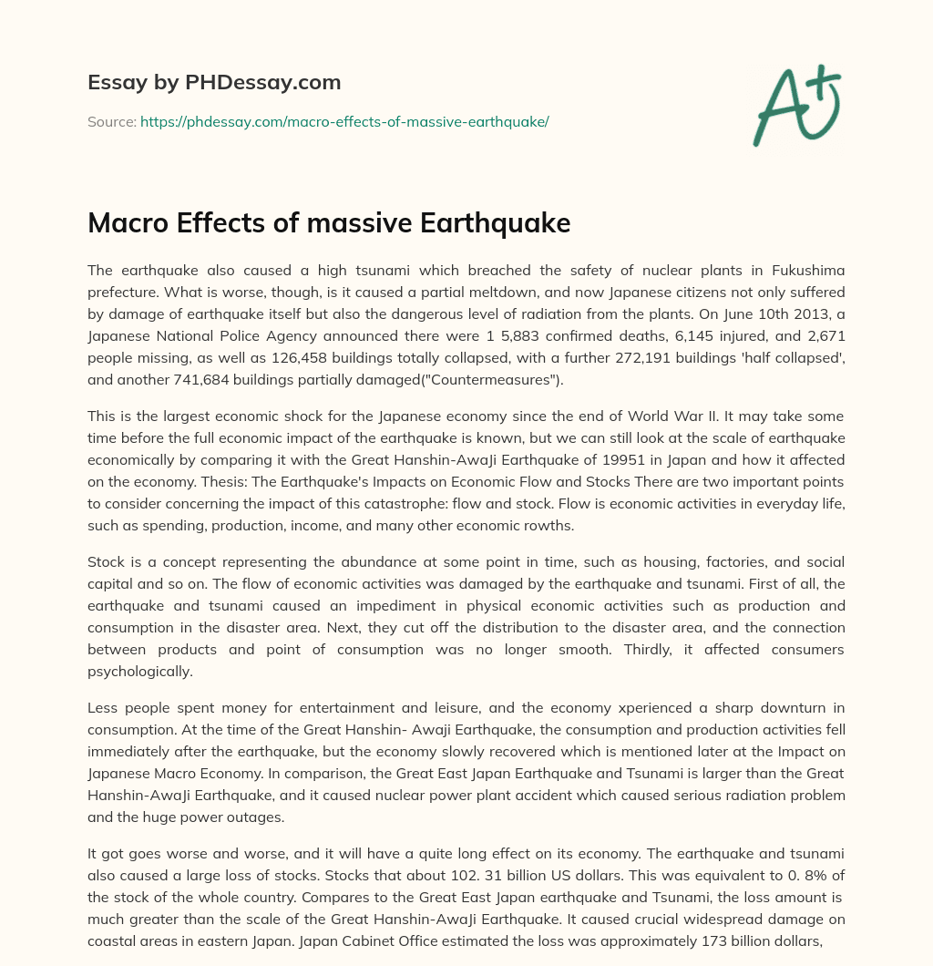 Macro Effects of massive Earthquake essay