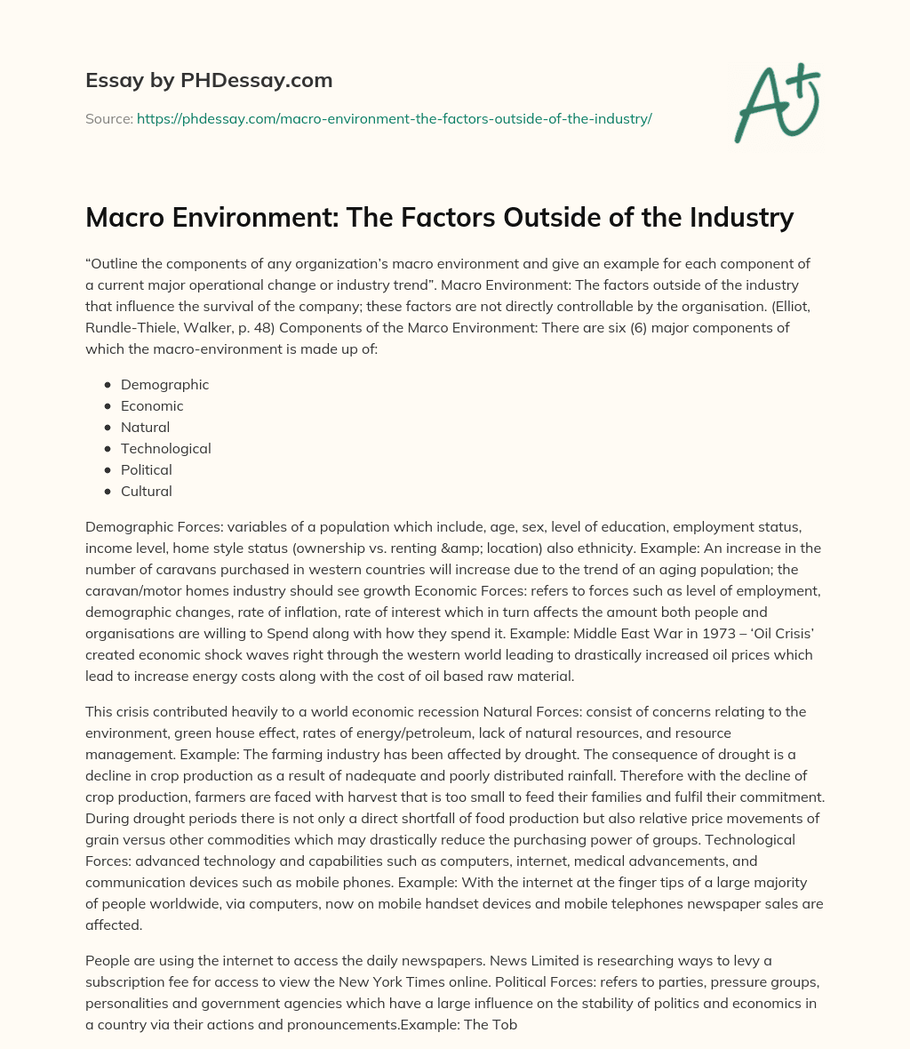 essay macro environment