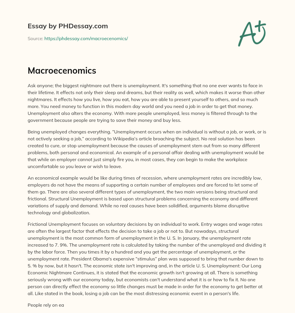 Macroecenomics essay