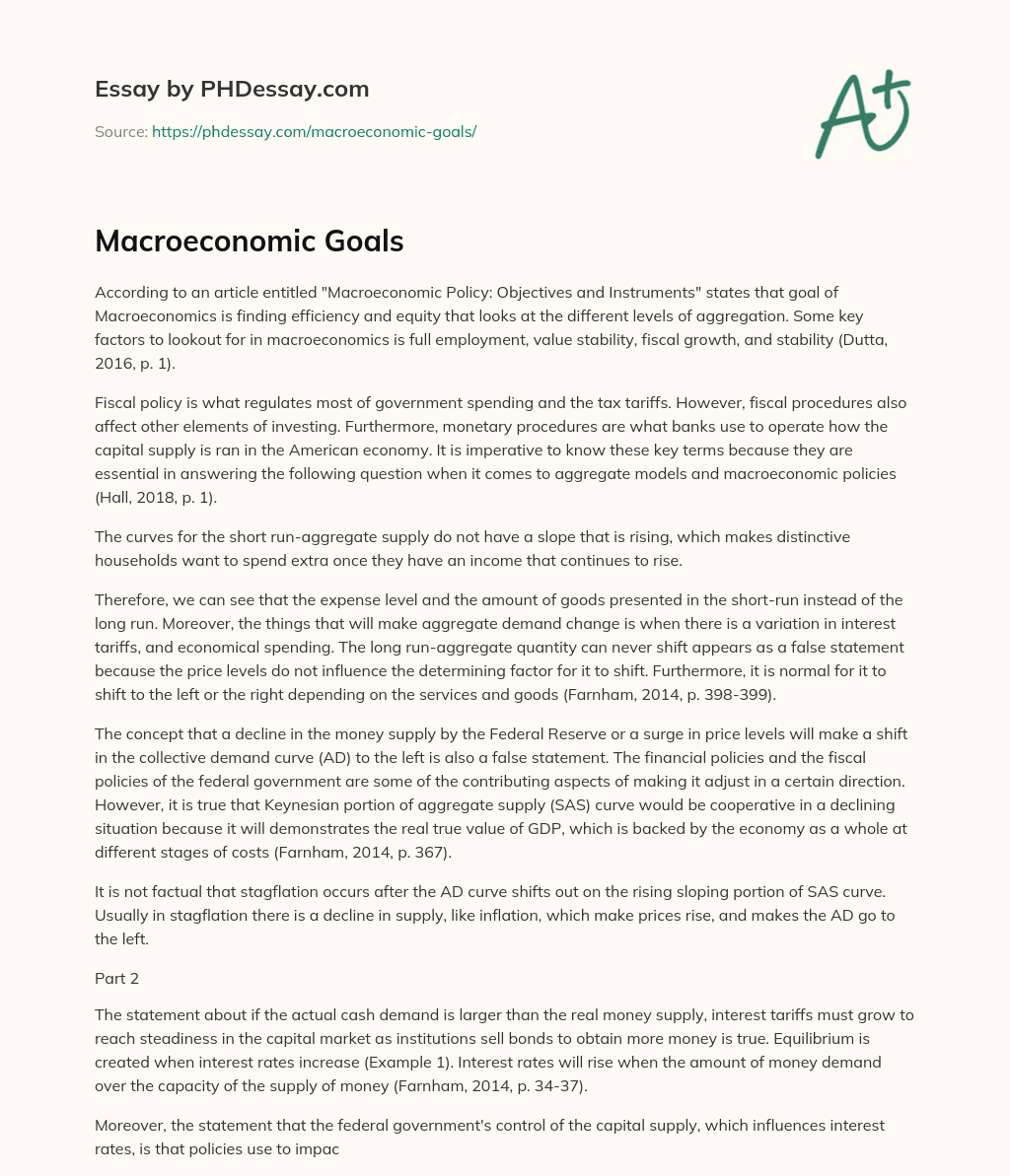 Macroeconomic Goals essay