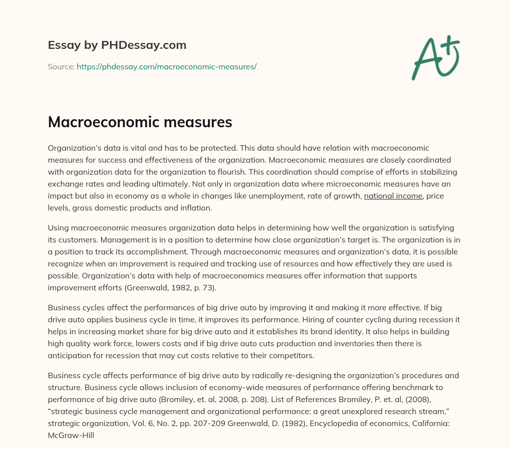 Macroeconomic measures essay
