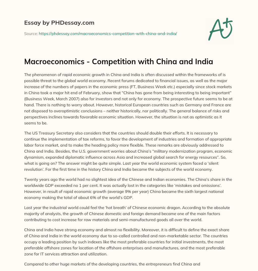 Macroeconomics – Competition with China and India essay