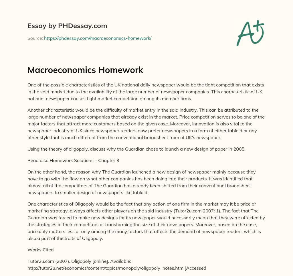 Macroeconomics Homework essay