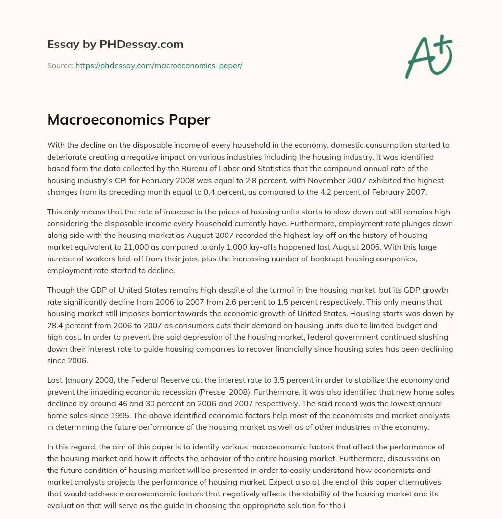 Macroeconomics Paper essay