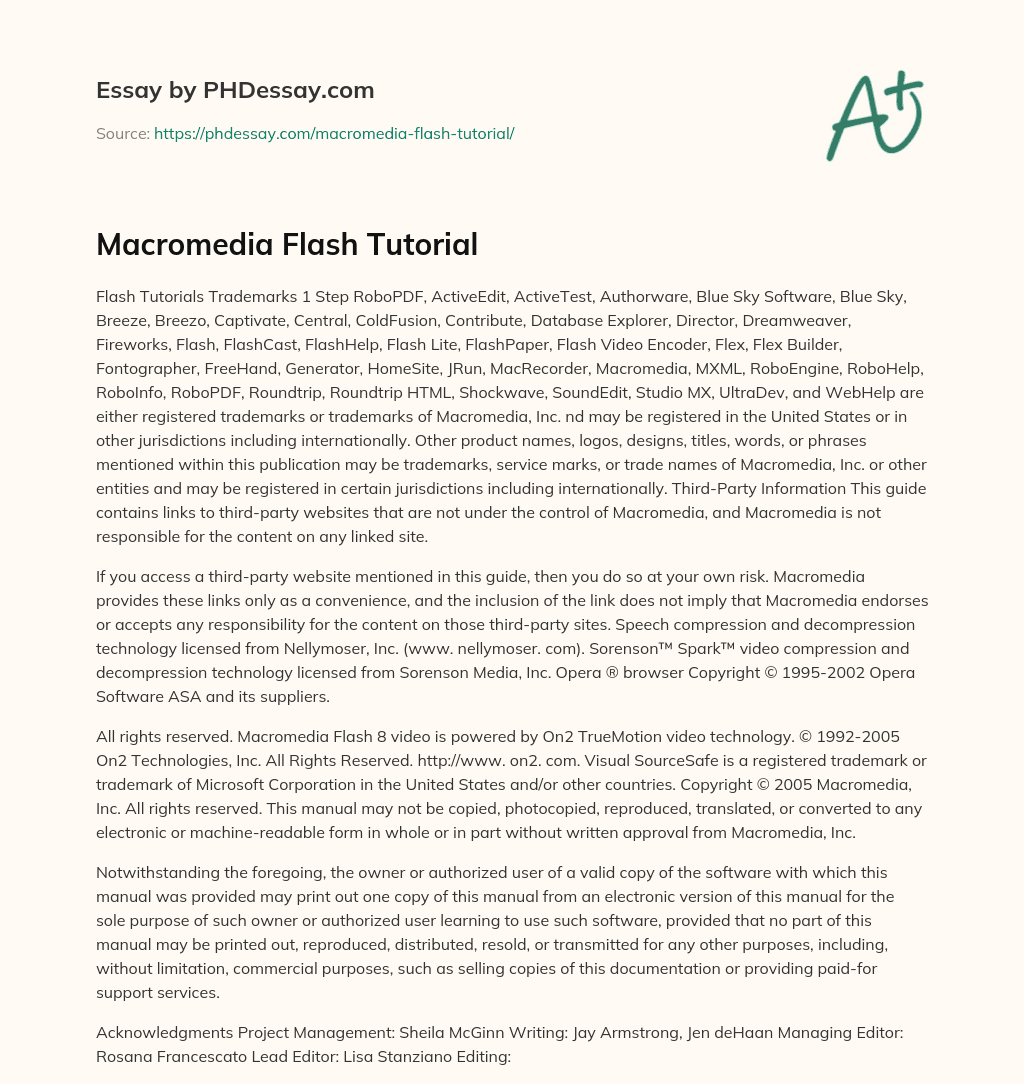 Macromedia Flash Tutorial essay