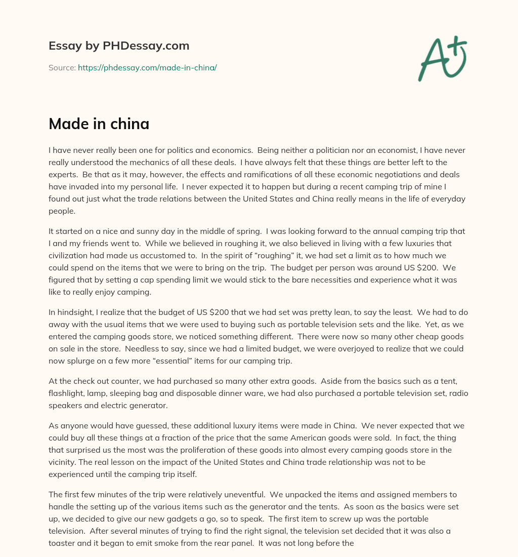 Made in china essay