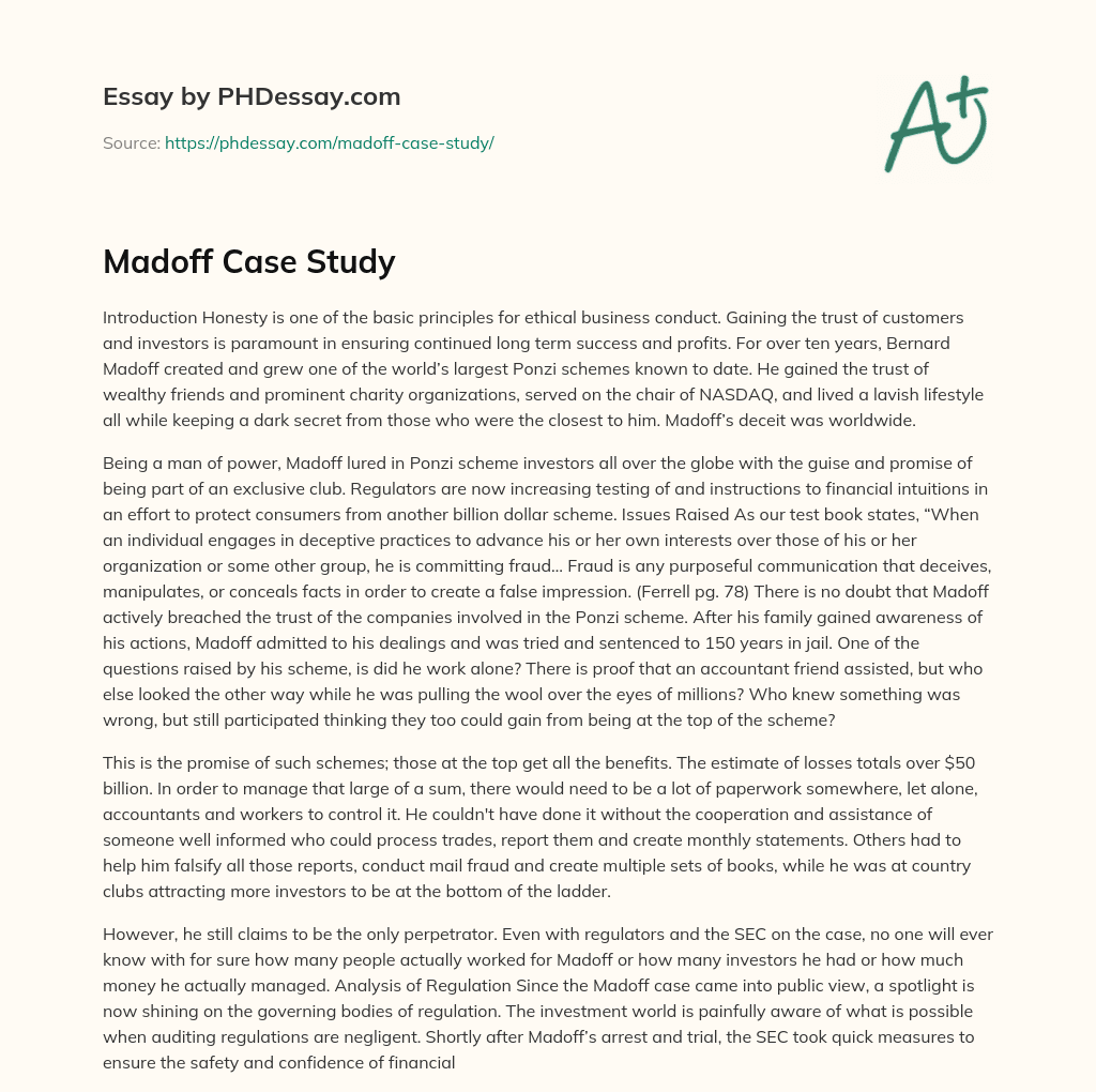 Madoff Case Study essay