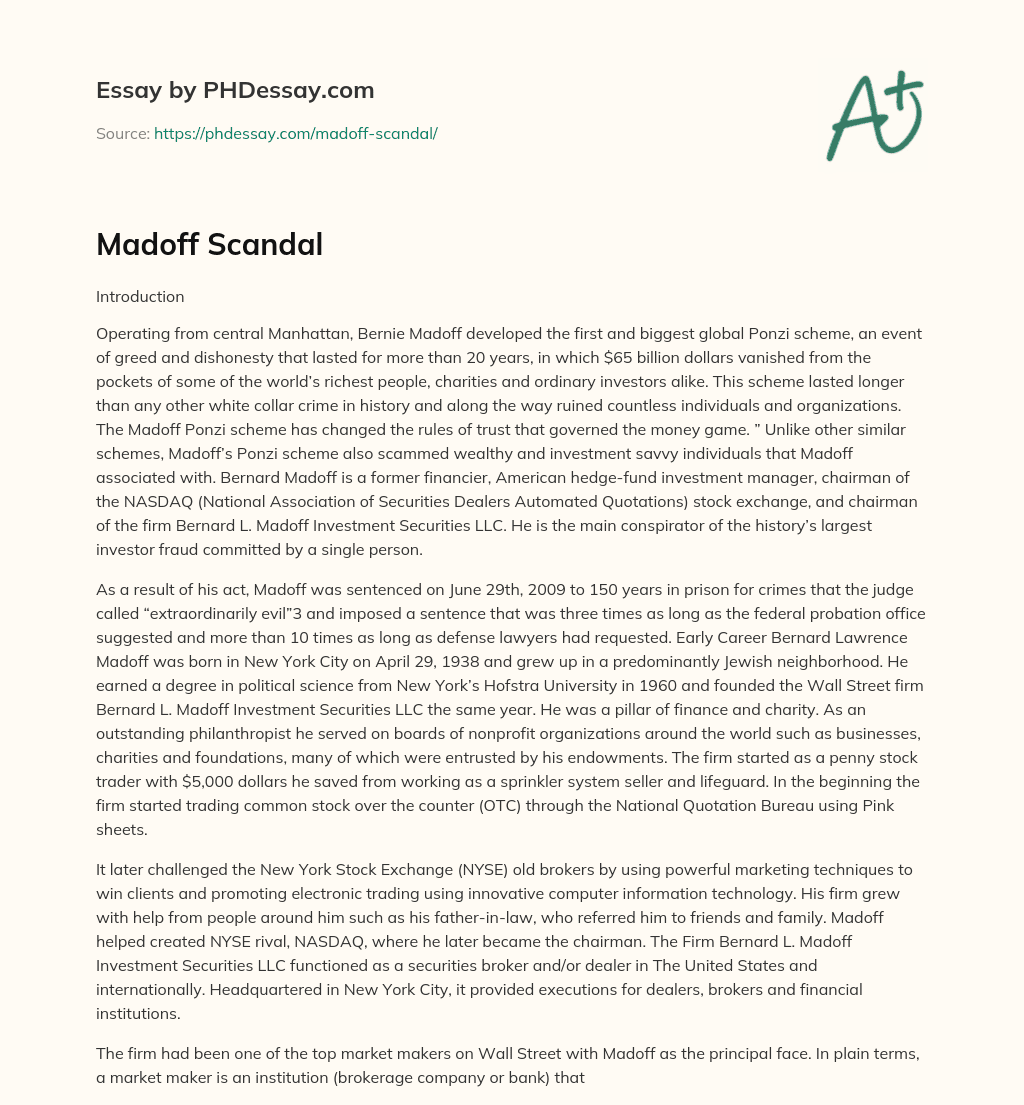 Madoff Scandal essay