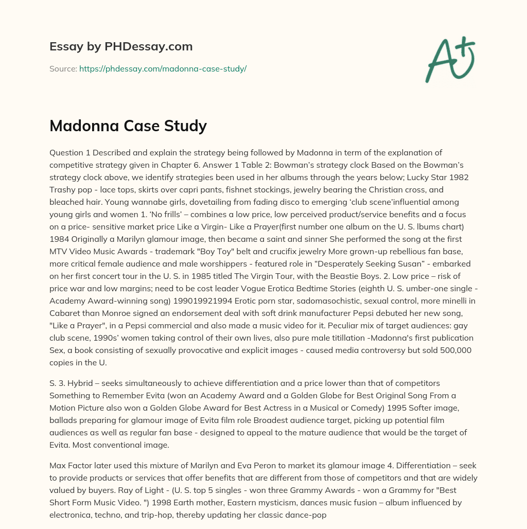 Madonna Case Study essay