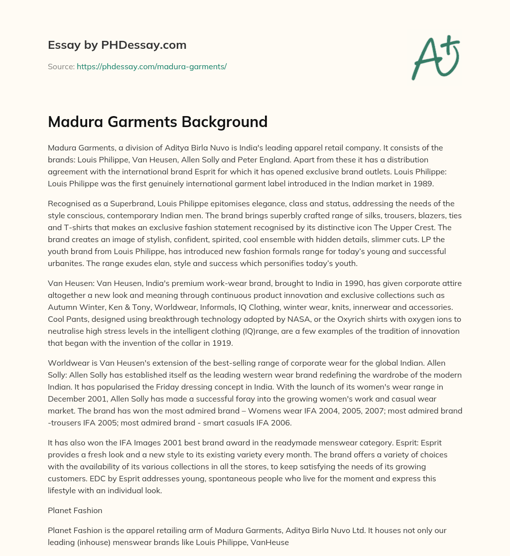 Madura Garments Background essay