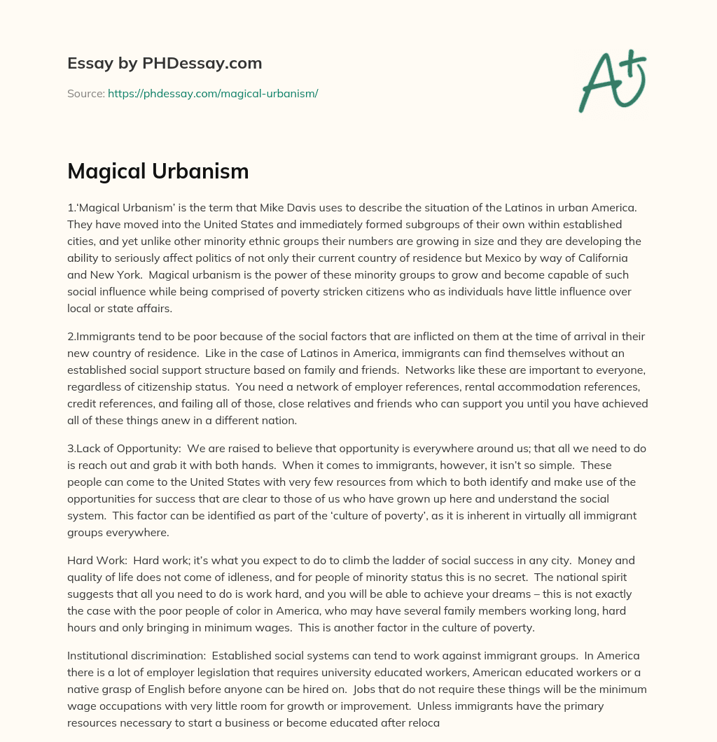 Magical Urbanism essay