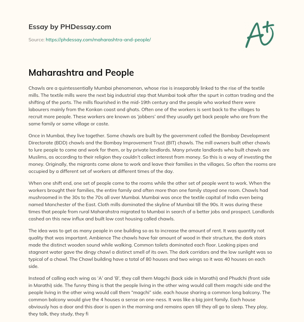 Maharashtra and People essay