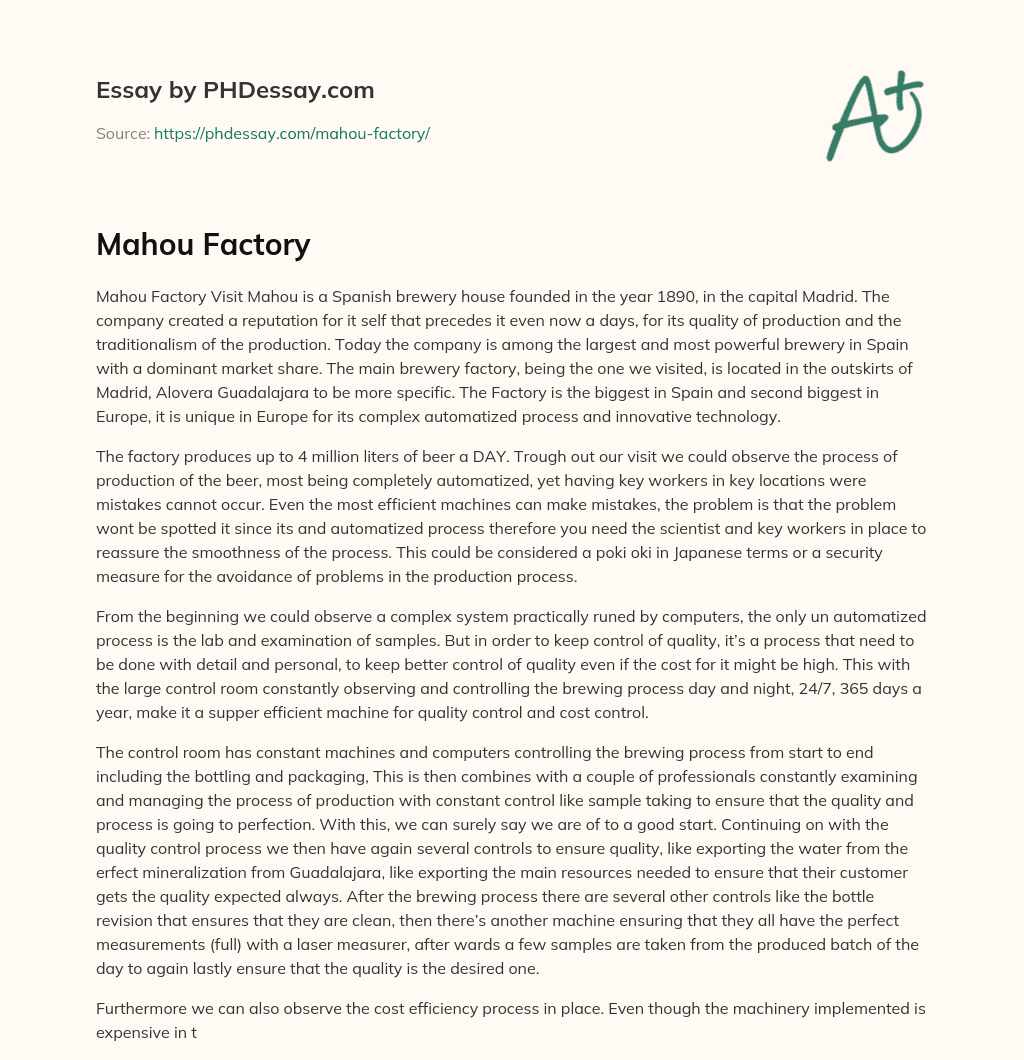 Mahou Factory essay